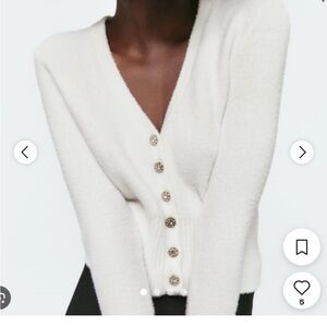 Women's White Button-Up Sweater